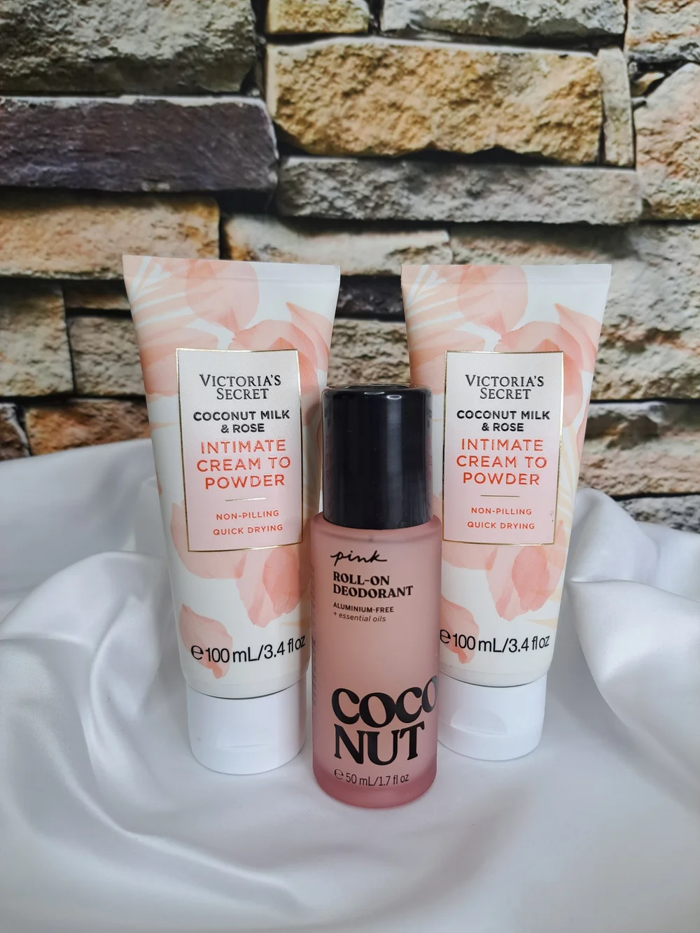 Victoria's Secret Coconut Milk & Rose Intimate Cream to Powder & Deodrant Set 3